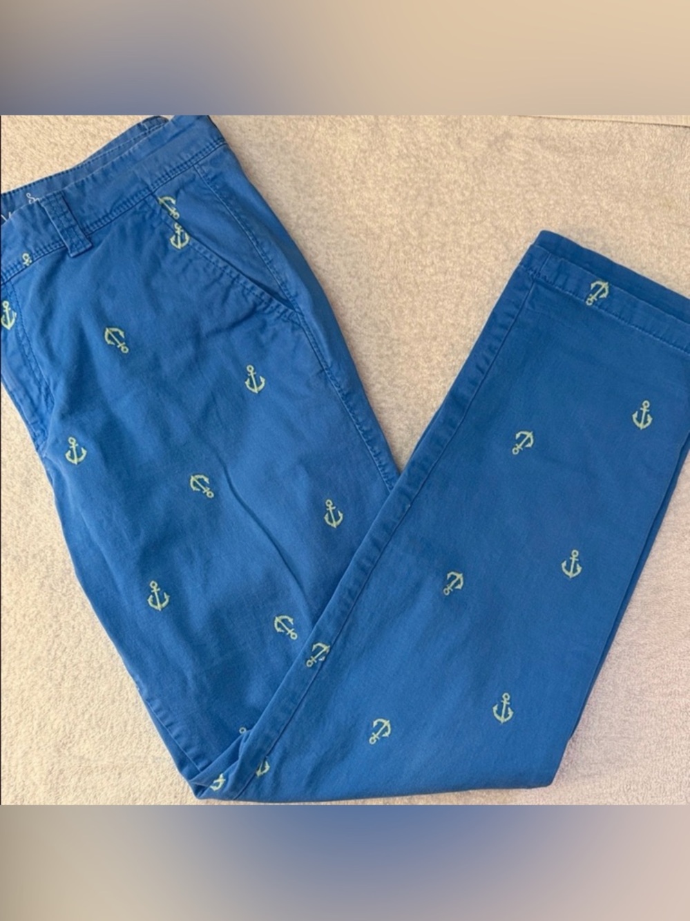 Old Navy Embroidered Anchor Mid-Rise Straight Leg Pants Chino Boyfriend Nautical